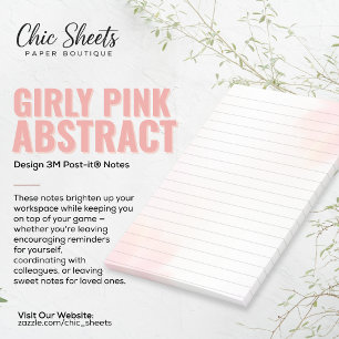 Notes Post-it® 3M au design abstrait rose féminin