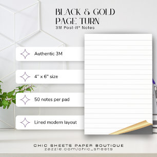Notes Post-it® 3M Black & Gold Page Turn