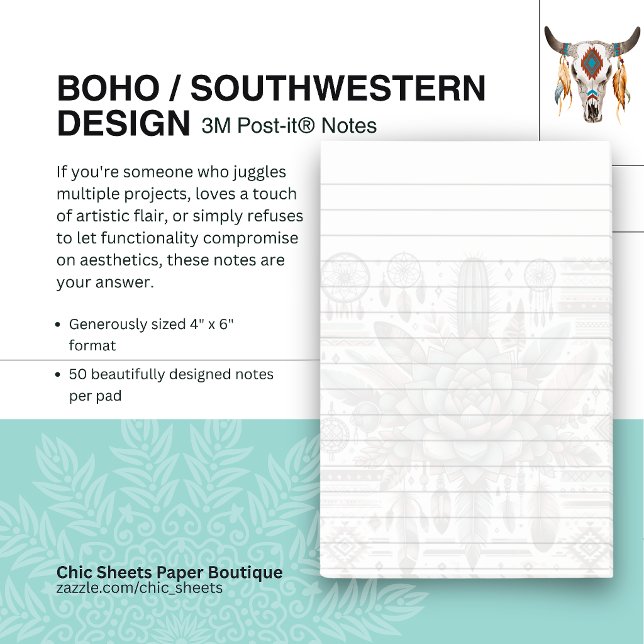 Notes Post-it® 3M de style boho/sud-ouest (Créateur téléchargé)