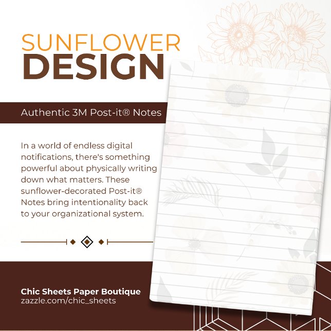 Notes Post-it® 3M décorées de tournesols (Créateur téléchargé)
