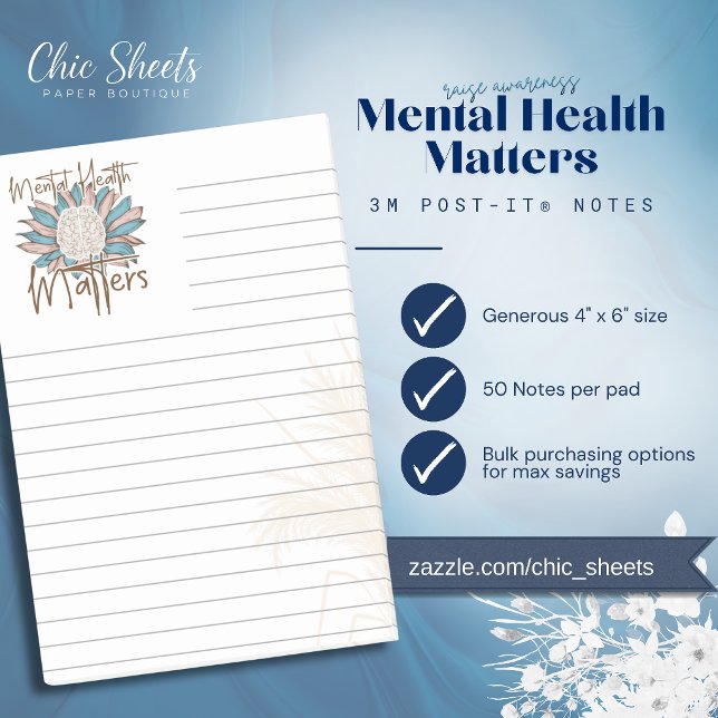 Notes Post-it® 3M lignées Boho Mental Health Matte (Créateur téléchargé)