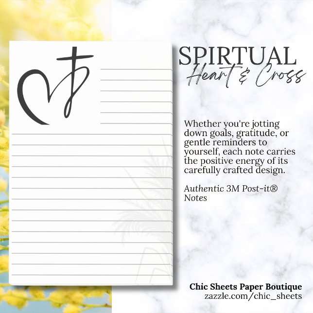 Notes Post-it® 3M lignées Croix & Cœur Spirituelle (Créateur téléchargé)