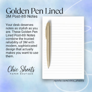Notes Post-it® 3M lignées Golden Pen