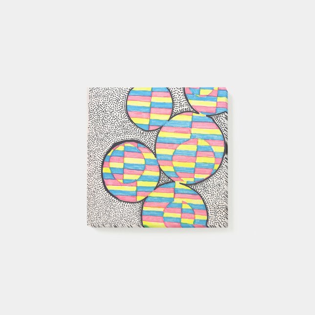 Notes post-it cercle rétro néon illusion  (Devant)