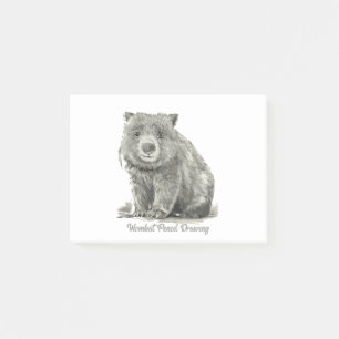Notes post-it de dessin au crayon Wombat