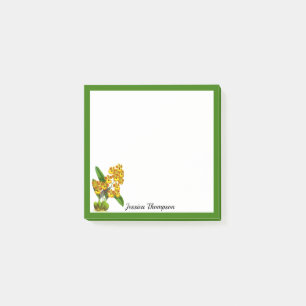 Notes post-it de la fleur d'orchidée jaune