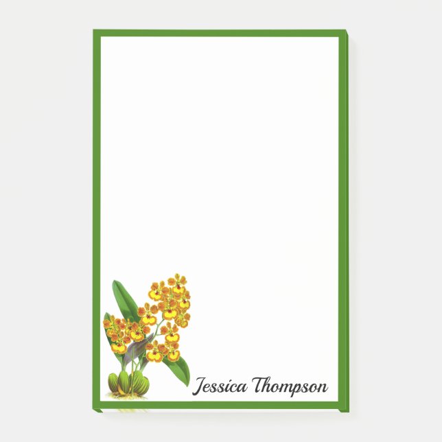 Notes post-it de la fleur d'orchidée jaune (Devant)