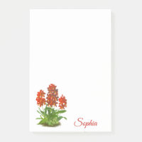 Notes post-it de la fleur orange rouge orchidée