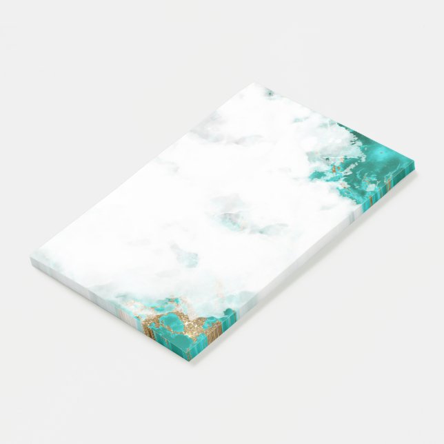 Notes post-it de la géoode turquoise Watercolor (Incliné)