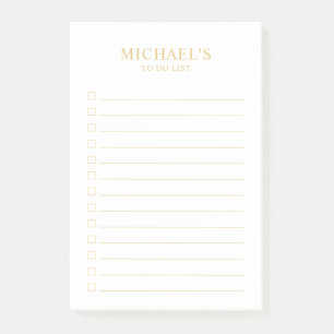 Notes post-it de la liste noire et or à faire