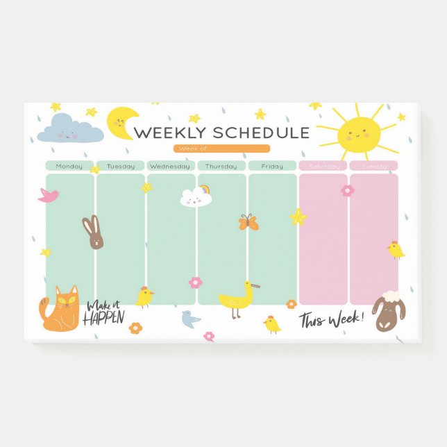 Notes Post-it® de l'agenda hebdomadaire (Devant)