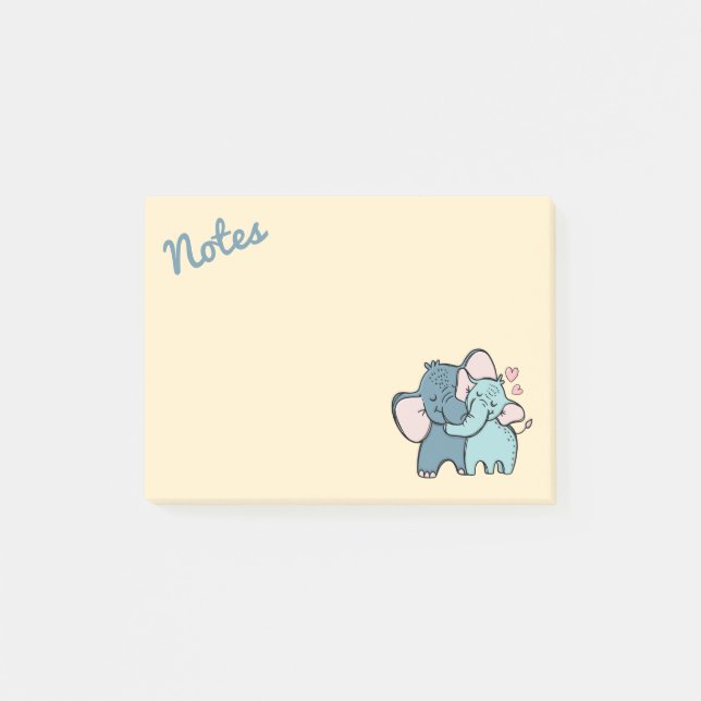 Notes post-it de l'amour des éléphants (Devant)