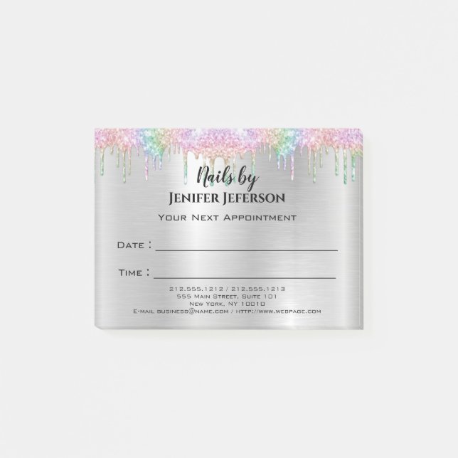 Notes Post-it® de rendez-vous pour ongles (Devant)