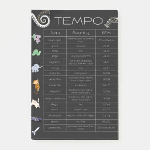 Notes post-it de tableau de tempo musical