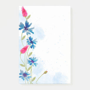 Notes post-it des fleurs d'aquarelle