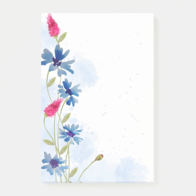 Notes post-it des fleurs d'aquarelle (Devant)