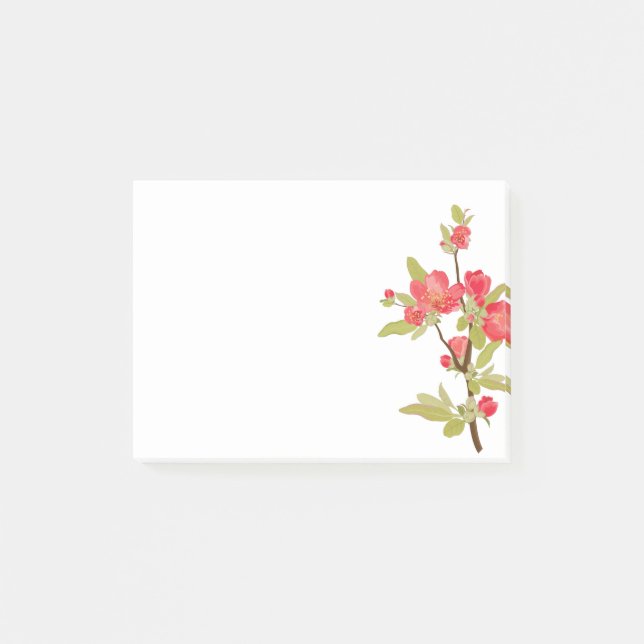 Notes post-it des fleurs d'arbre rose (Devant)