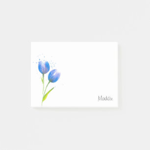 Notes post-it des tulipes violettes bleues