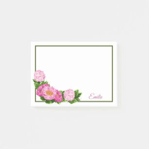 Notes post-it du coin des pivoines roses