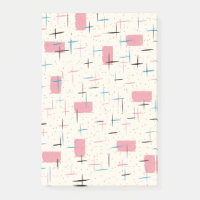 Notes post-it du Motif rétro atomique rose