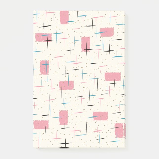 Notes post-it du Motif rétro atomique rose (Devant)