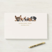 Notes post-it du service de toilettage de chiens m