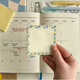 Notes post-it® florales bleues et jaunes 7,6 x 7,6