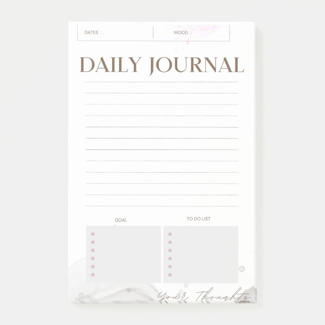 Notes Post-it Journal Quotidien Minimaliste (Devant)