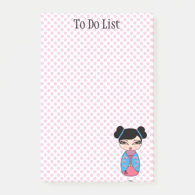 Notes Post-it® Kokeshi Poupée Rose 4 x 6 (Devant)