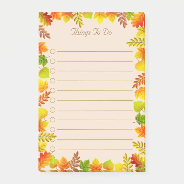Notes Post-it Lignées Choses à Faire Feuilles d'Au (Devant)