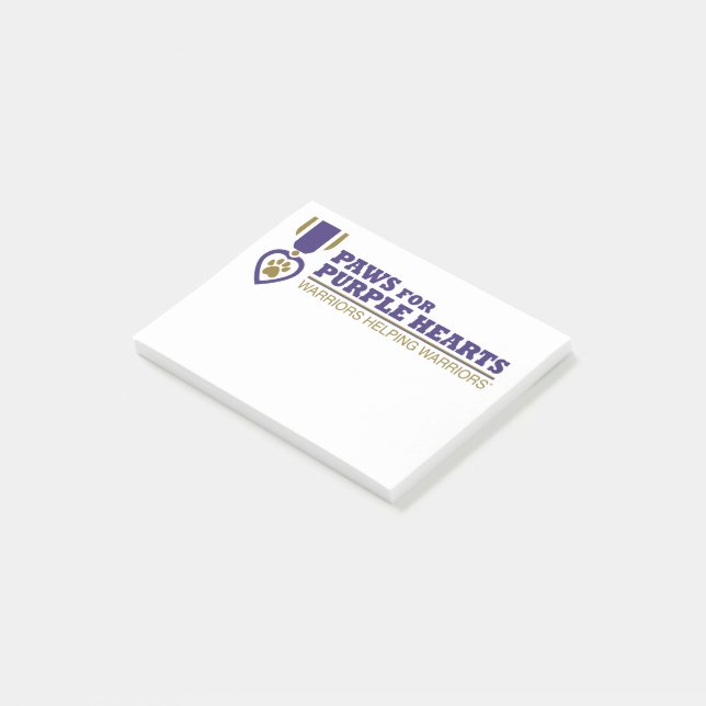 Notes Post-it® - Logo en couleur blanc (Incliné)