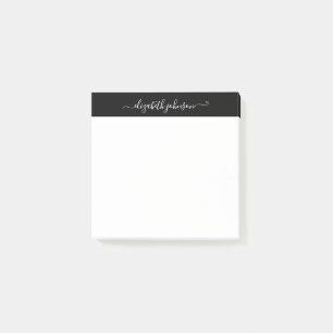 Notes post-it minimalistes modernes en noir et bla