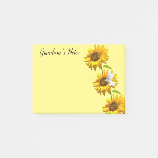 Notes Post-it Notes, Tournesol Fleur Colombes (Devant)