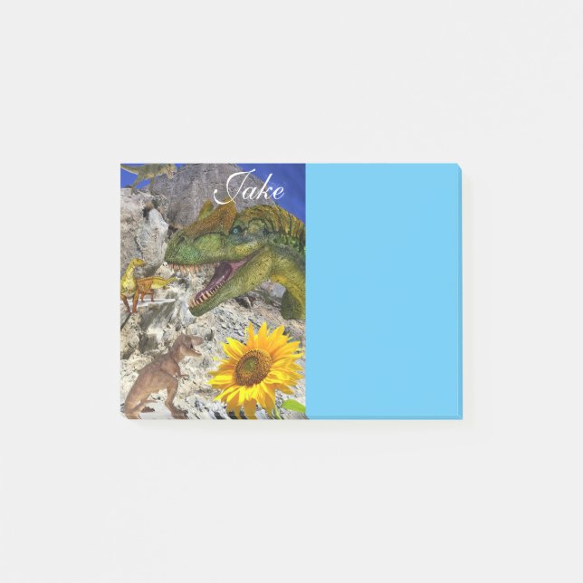 Notes Post-it Notes, Tournesol Floral Dinosaure (Devant)