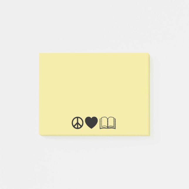 Notes Post-It Paix, Amour & Livres (Devant)