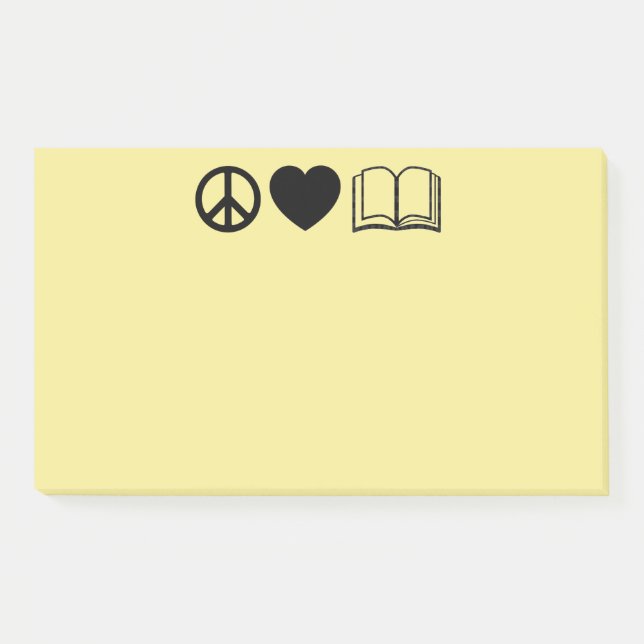 Notes Post-It Paix, Amour & Livres (Devant)
