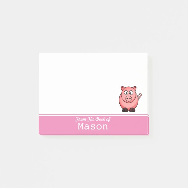 Notes post-it personnalisées Funny Fat Pink Pig (Devant)