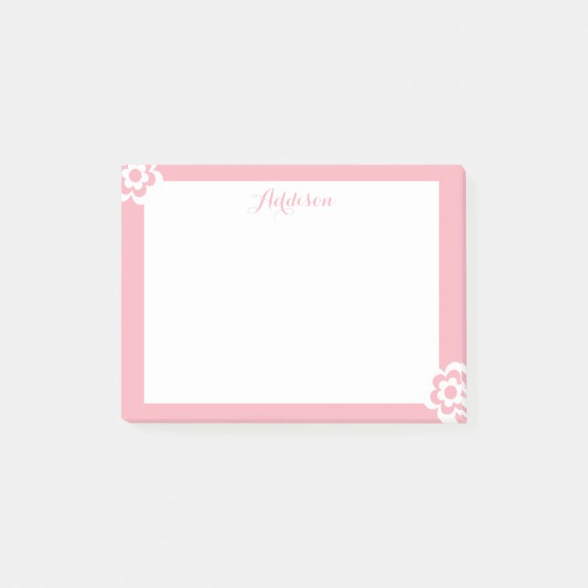 Notes Post-it® personnalisées rose Fleur blanche (Devant)