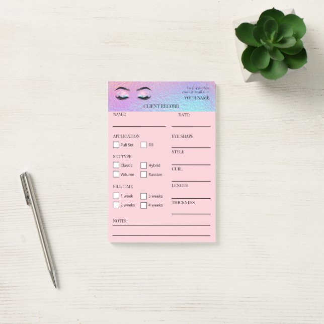 Notes Post-it® pour cliente de cils holographiques (Bureau)