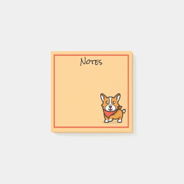 Notes post-it pour le chien de Corgi mignon (Devant)