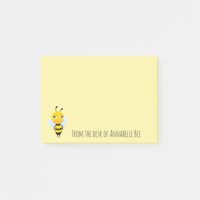 Notes Post-it sur l'abeille souriante mignonne (Devant)
