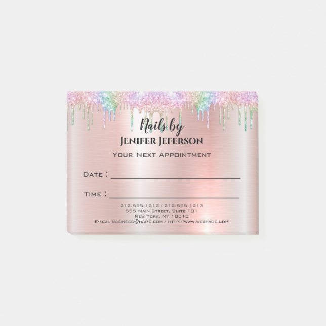 Notes Post-it® sur le rendez-vous des ongles (Devant)