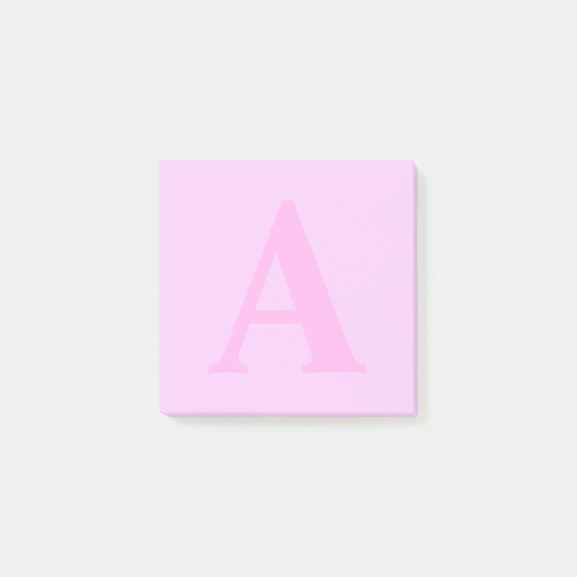 Notes Post-it® sur monogramme rose personnalisé (Devant)
