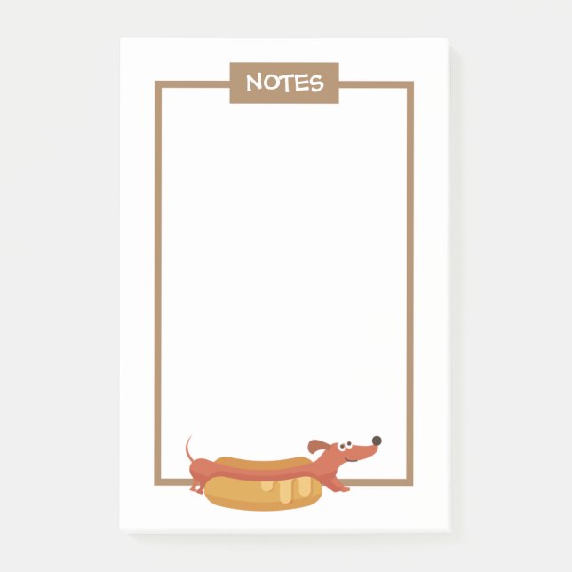 Notes Post-It Teckel Hot Dog (Devant)