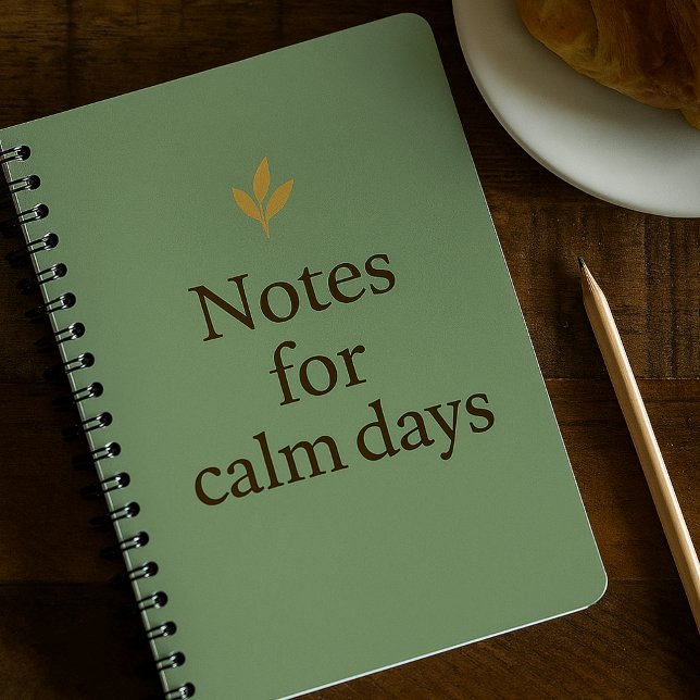 Notes pour des jours calmes – Cahier vert minimali (Notebook cozy sage cover quote)