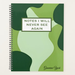 Notes que je ne reverrai jamais Cahier vert drôle