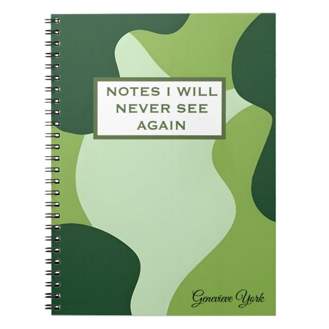 Notes que je ne reverrai jamais Cahier vert drôle (Devant)