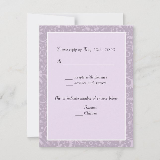 Notes simples du Mariage RSVP Lavender Floral (Devant)