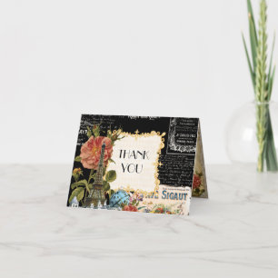 Notes vintages crèmes noires de Merci de Tour