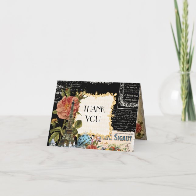 Notes vintages crèmes noires de Merci de Tour (Devant)